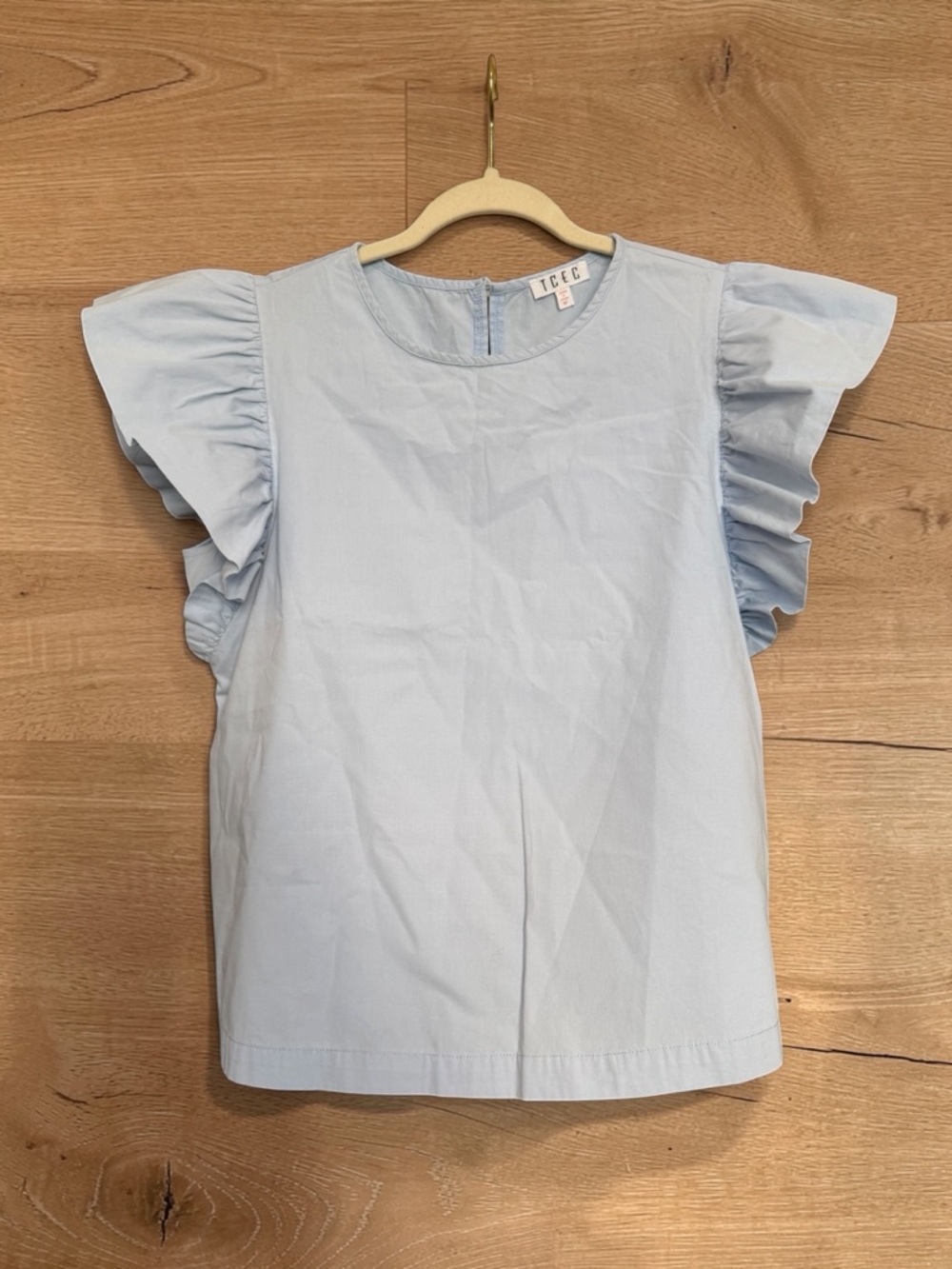 TCEC Pale Blue Ruffle Sleeve Blouse